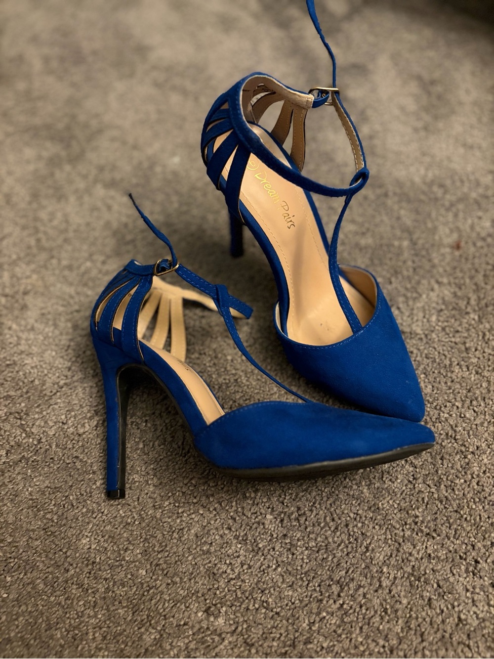 Dream Pairs Royal Blue Pointed-Toe Ankle-Strap Stilettos